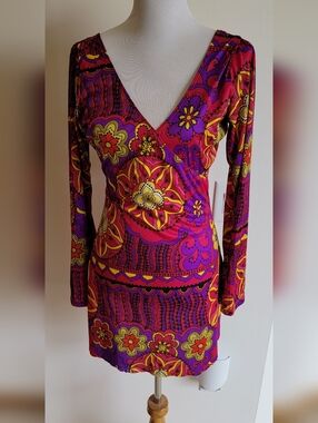 Leg Avenue Go Go Girl Costume Adult Groovy 60's Outfit Bell Sleeves - M